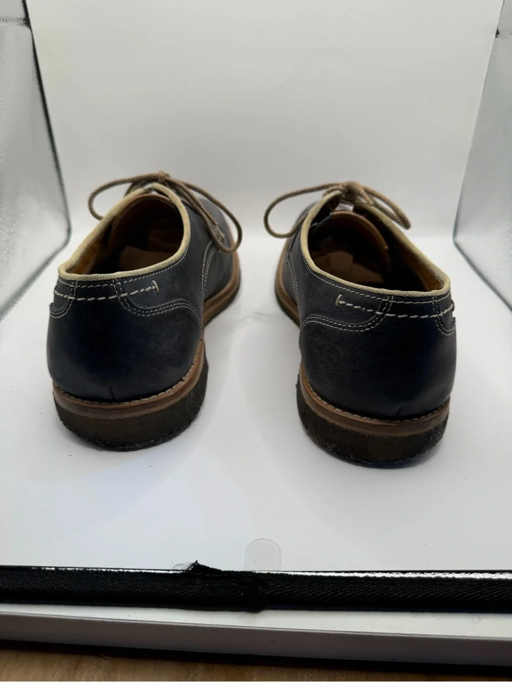 Johnston & Murphy 1850 Men’s Leather Oxford Dress Shoes Navy Blue Size 8